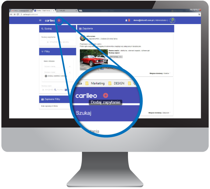 Strona Carlleo na ekranie